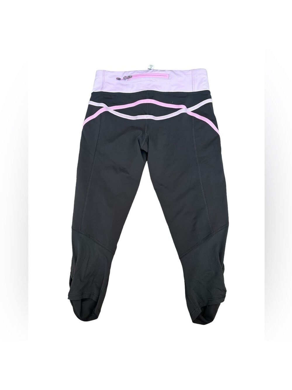 Lululemon run pace crop pants size 4 black purple pink running yoga exercise gym - Picture 2 of 6